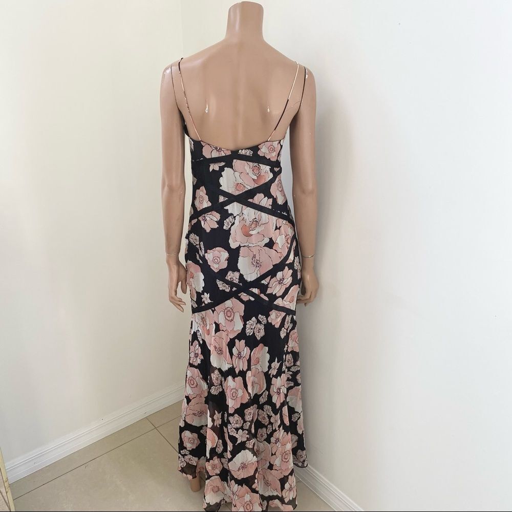 NEW Kay Unger Black pink Floral Silk Maxi Dress 4 - Picture 8 of 13